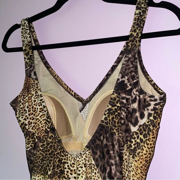 Vintage Size L Leopard Print One Piece Swimsuit Bikini - Picture 6 of 7